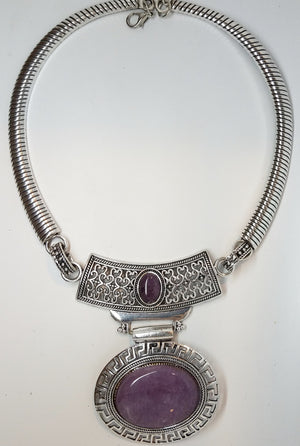 Amethyst Medallion Necklace - Pretty Princess Style
