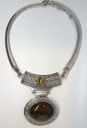 Tiger's Eye Medallion Necklace - Pretty Princess Style
