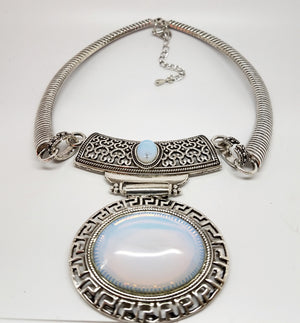 Opalite Medallion Necklace - Pretty Princess Style
