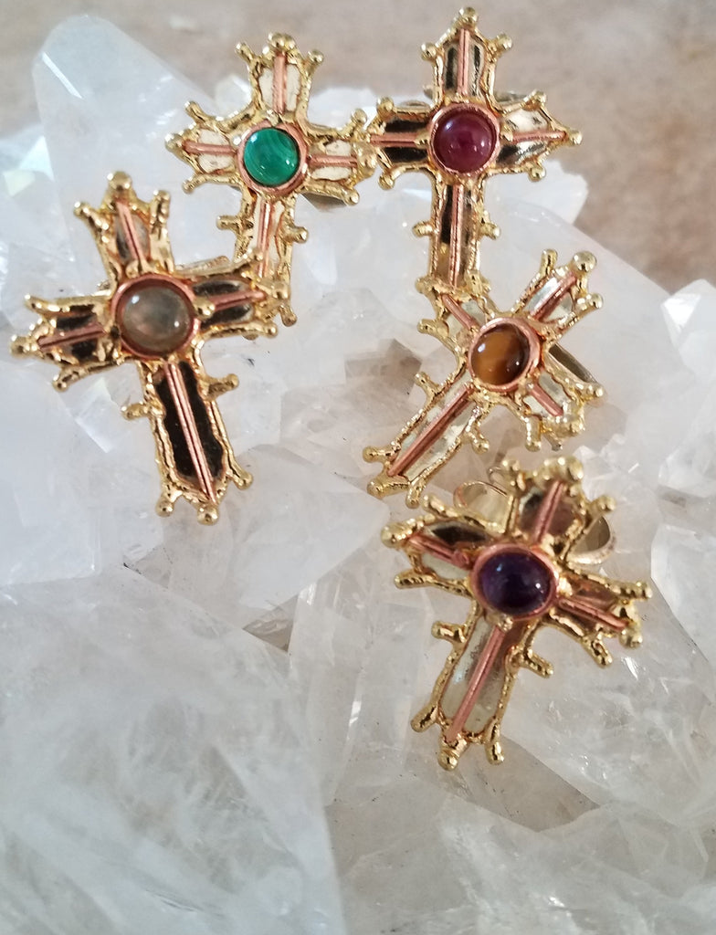 Allura Power Gems-Golden Cross Of Faith Ring - Pretty Princess Style