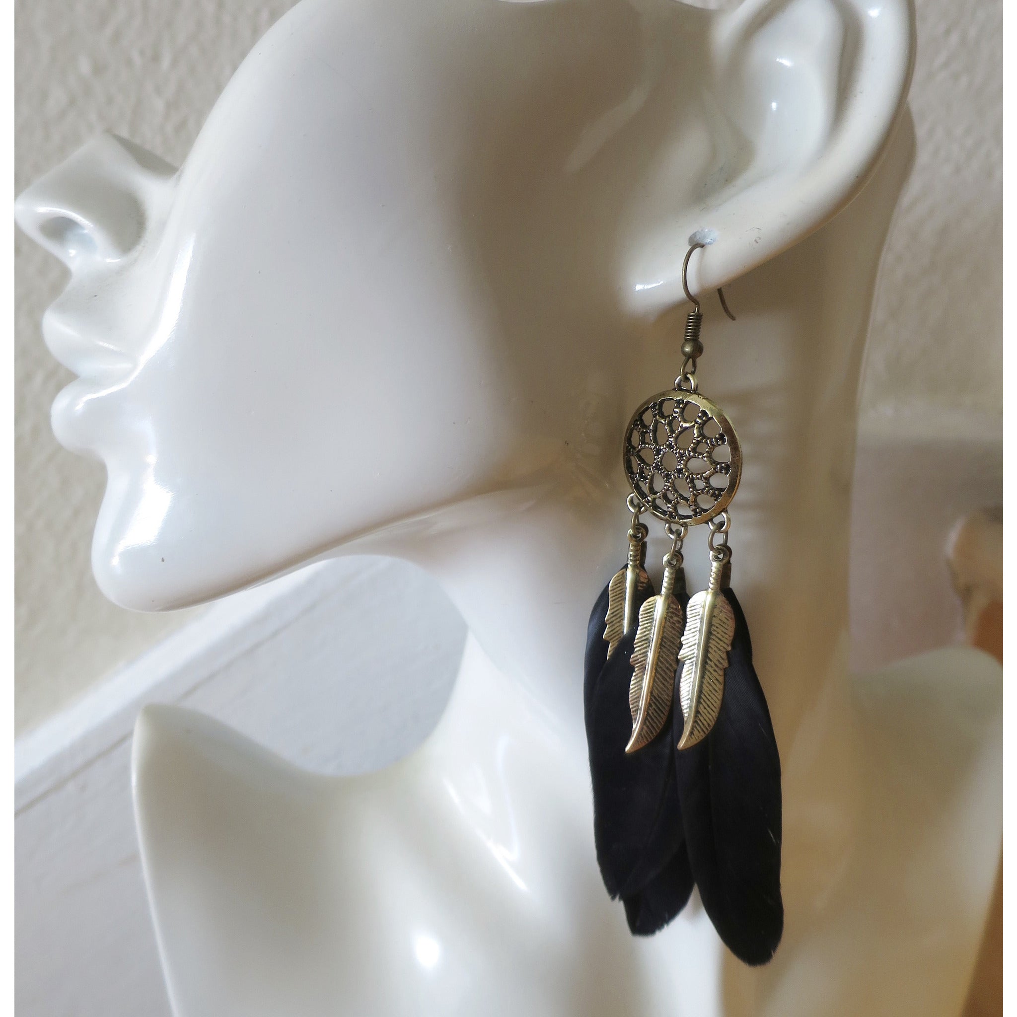 Dream Catcher Bohemian  Mystic  Feather Earrings - Pretty Princess Style