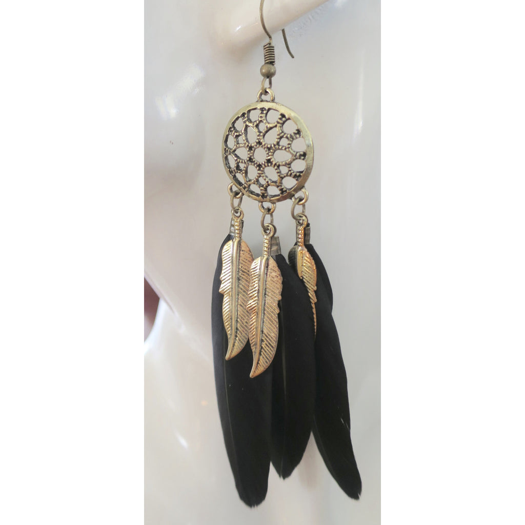 Dream Catcher Bohemian  Mystic  Feather Earrings - Pretty Princess Style