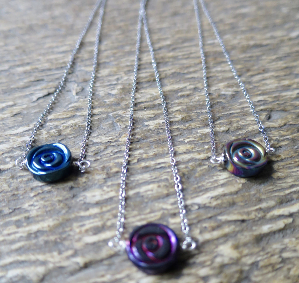 Hematite Rose  Necklace - Pretty Princess Style
 - 1