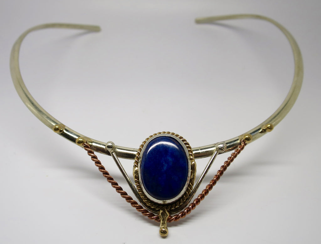 Allura Power Gems- Lapis Lazuli Brass & Copper Choker - Pretty Princess Style
