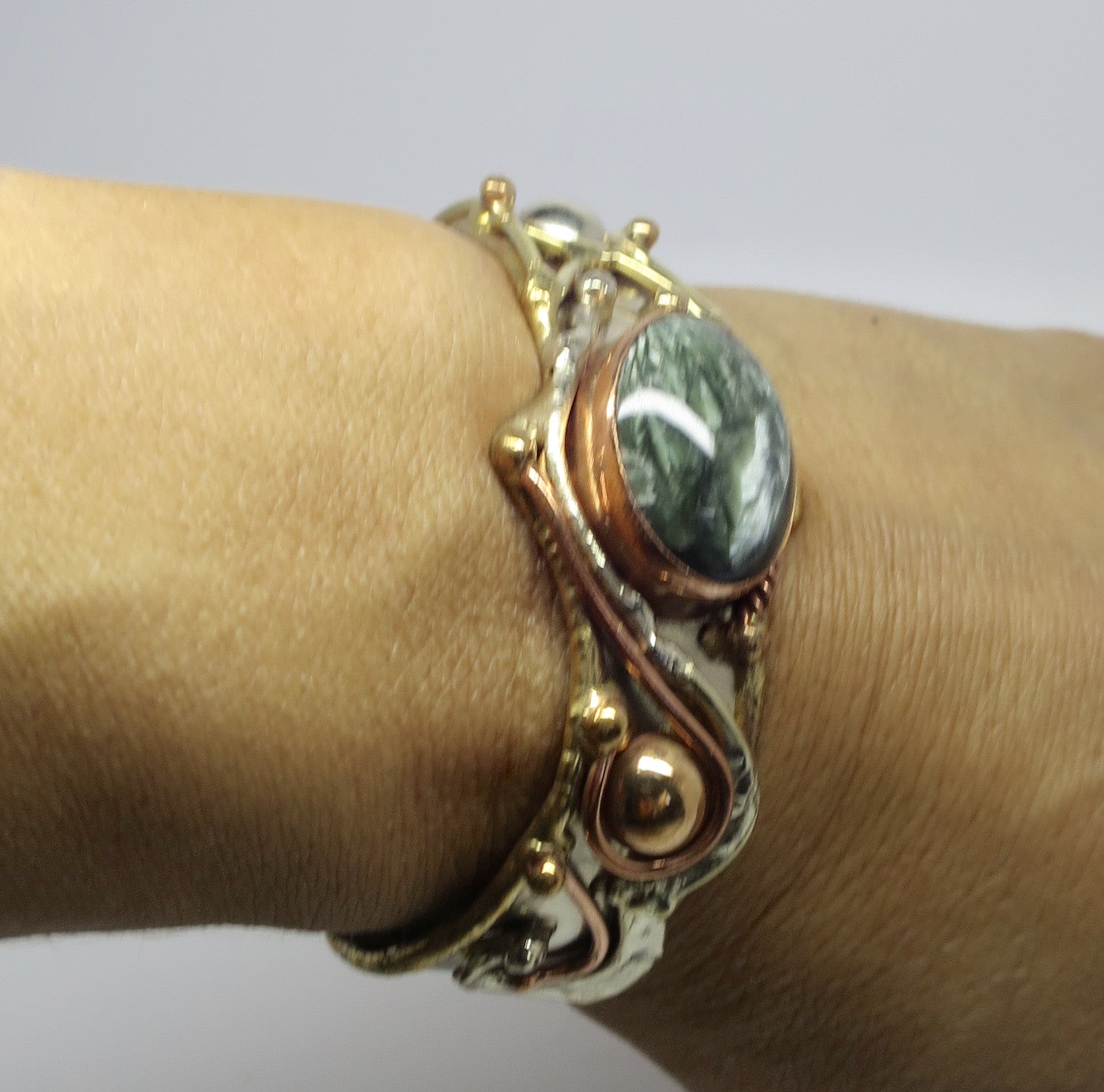 Allura Power Gems- Seraphinite Brass & Copper Cuff Bracelet - Pretty Princess Style
 - 2