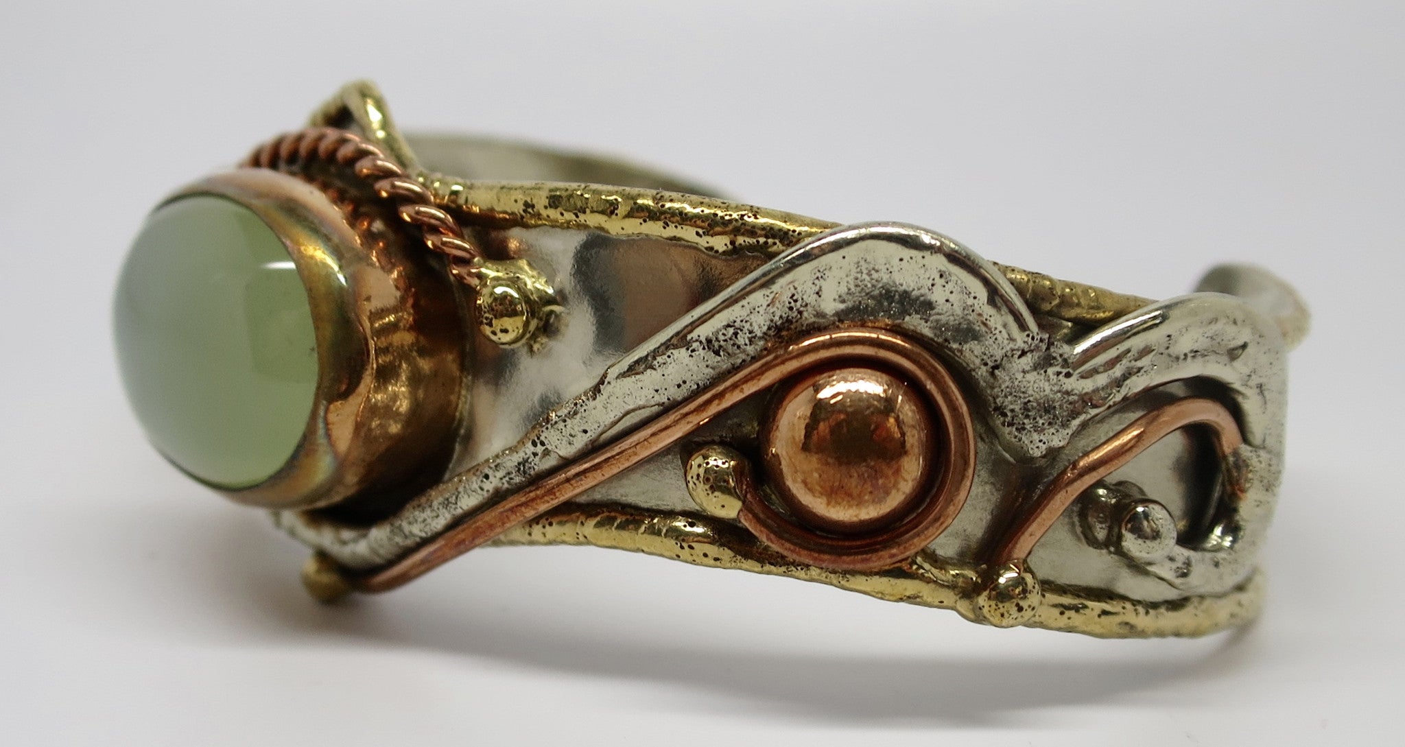 Allura Power Gems- Peridot Brass & Copper Cuff Bracelet - Pretty Princess Style
 - 2
