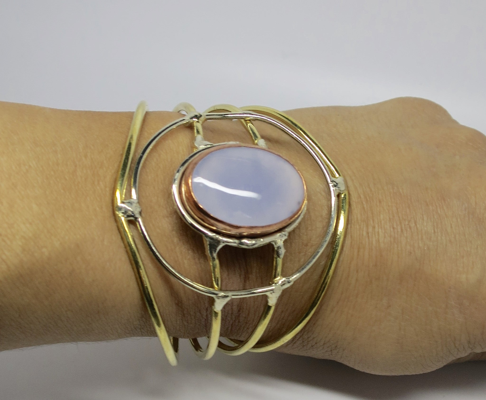 Allura Power Gems- Moonstone Bracelet- Golden Brass Wire Bracelet - Pretty Princess Style
 - 2