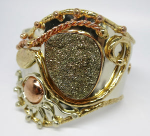 Allura Power Gems- Pyrite Brass & Copper Cuff - Pretty Princess Style
