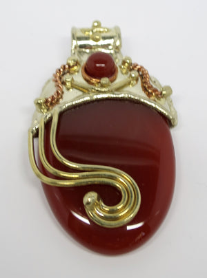 Allura Power Gems- Golden Brass  & Copper Carnelian Power Pendant - Pretty Princess Style
