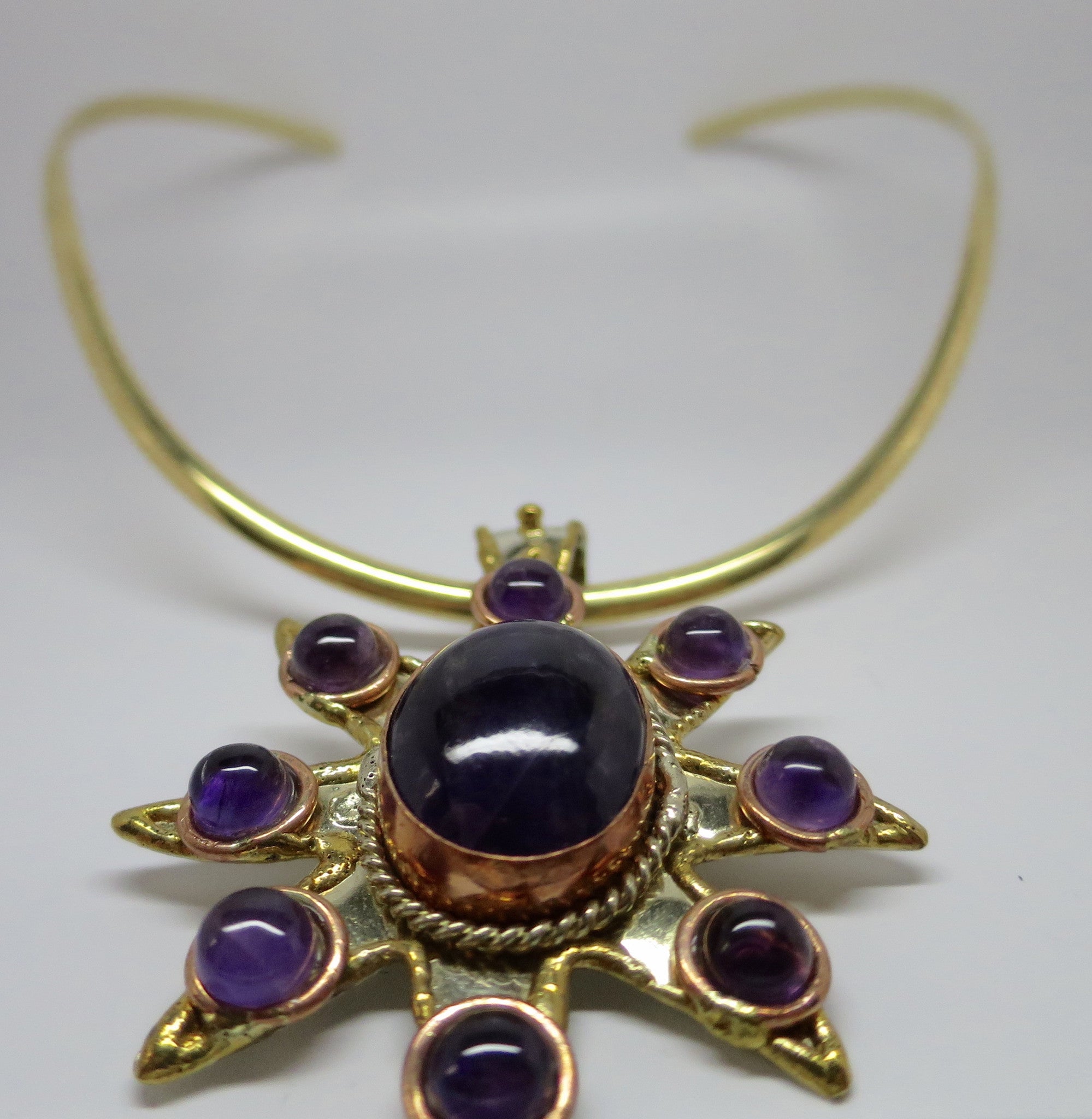 Allura Power Gems-Amethyst Sun Brass & Copper Pendant - Pretty Princess Style
 - 3