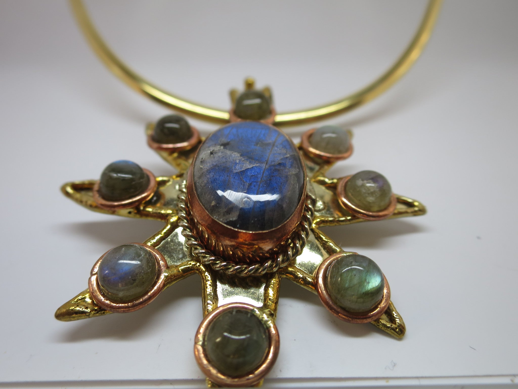 Allura Power Gems- Labradorite Brass & Copper Sun Pendant - Pretty Princess Style
 - 3