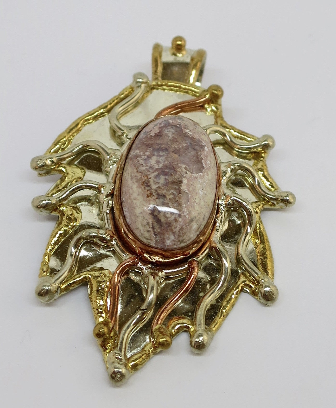 Allura Power Gems- Mexican Fire Opal Brass & Copper Golden Fire Pendant - Pretty Princess Style
 - 1