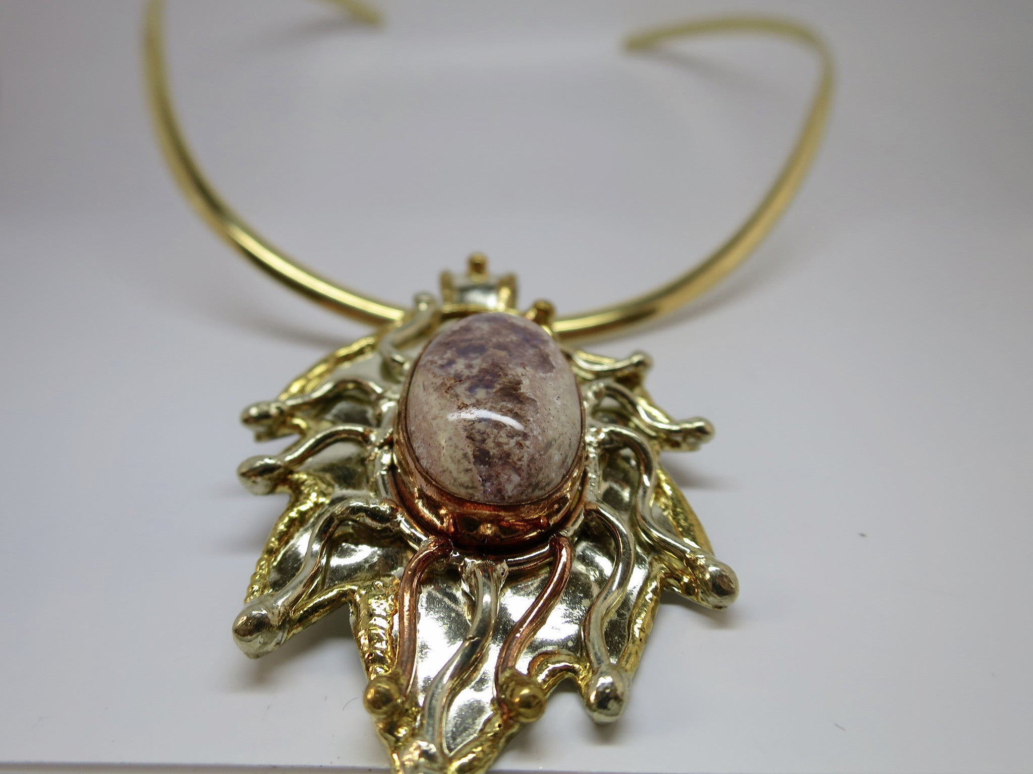 Allura Power Gems- Mexican Fire Opal Brass & Copper Golden Fire Pendant - Pretty Princess Style
 - 3