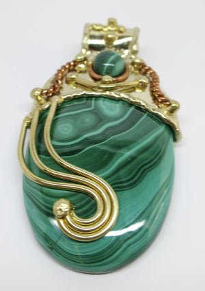 Allura Power Gems-Golden Brass & Copper Malachite Power Pendant - Pretty Princess Style
 - 1