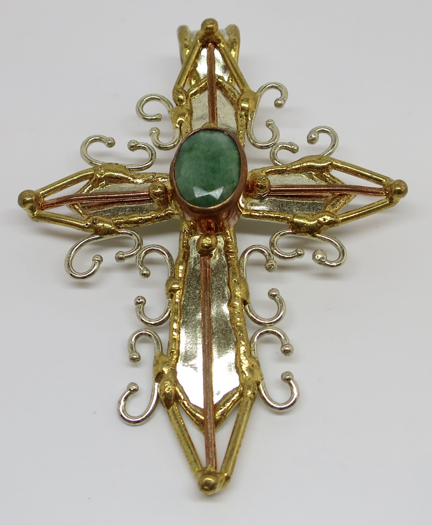 Allura Power Gems- Emerald  Faith Brass & Copper Cross - Pretty Princess Style
 - 2