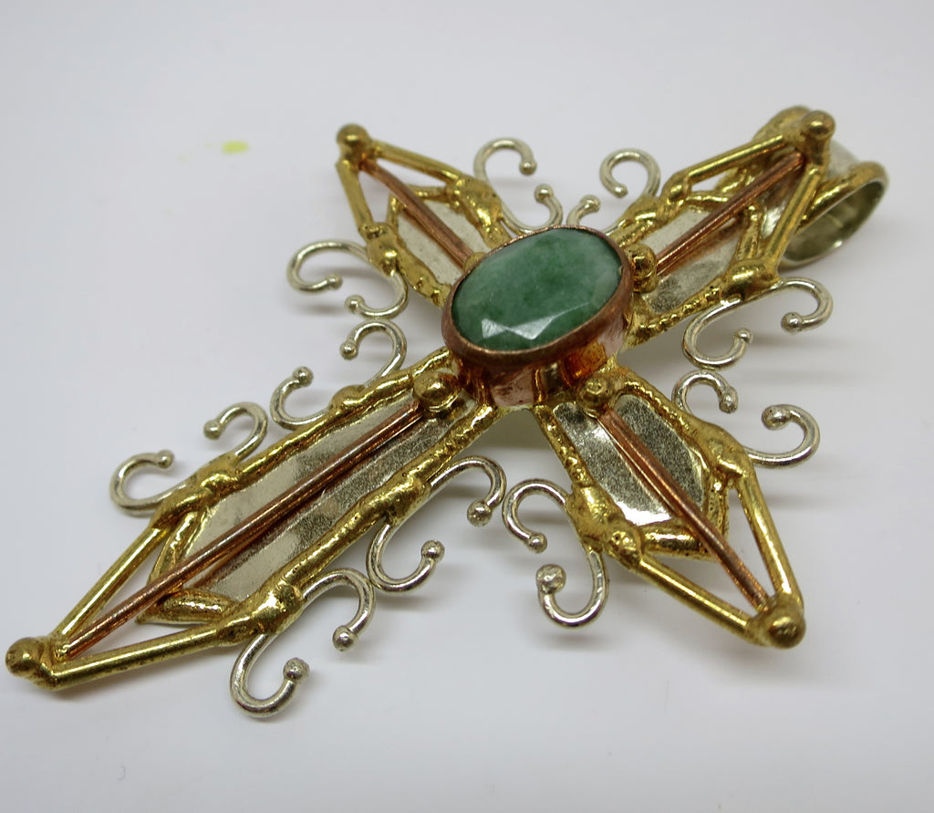 Allura Power Gems- Emerald  Faith Brass & Copper Cross - Pretty Princess Style
 - 1