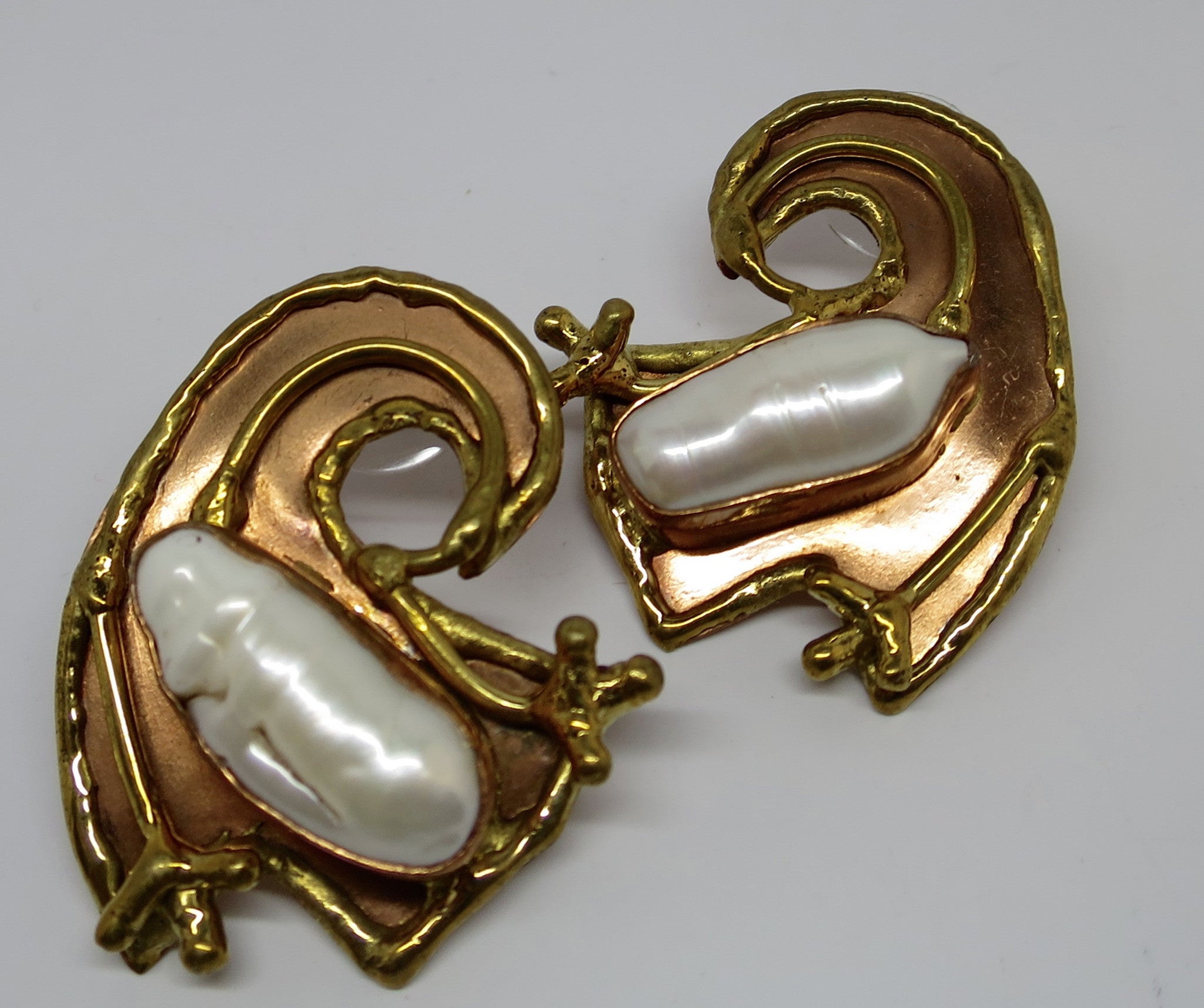 Allura Power Gems- Pearl Splendor Brass & Copper Earrings - Pretty Princess Style
 - 2