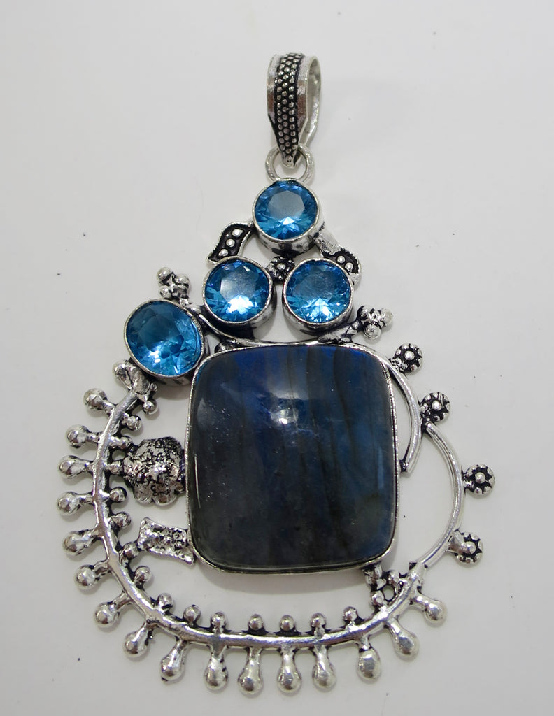 Labradorite & Blue Quartz Sterling Silver Pendant