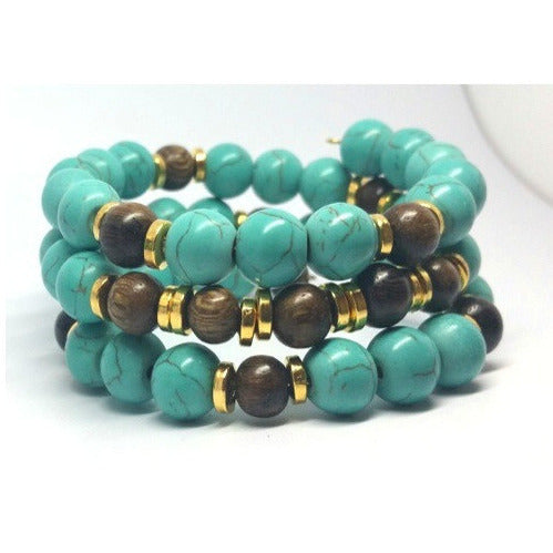 Native Turquoise Memory Wire Bracelet - Pretty Princess Style