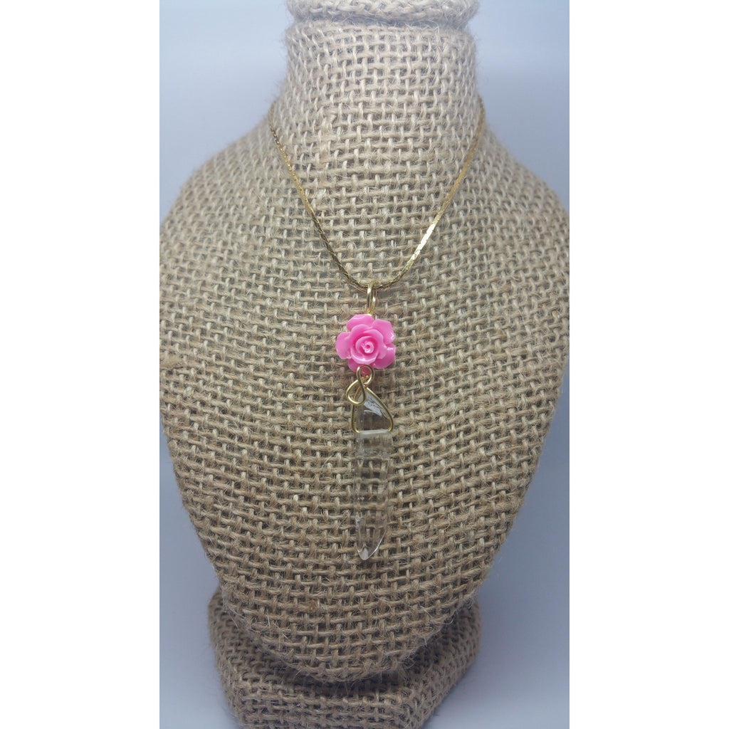 Quartz Power Pendant W Pink. Rose - Pretty Princess Style