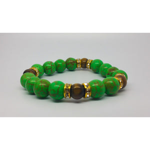 Green Howlite & Tigereye Prosperity Bracelet - Pretty Princess Style
