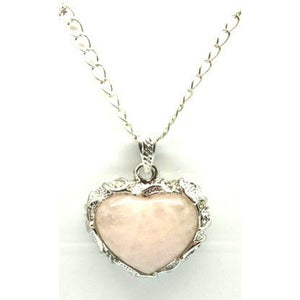 Rose Quartz Love Heart Pendant - Pretty Princess Style