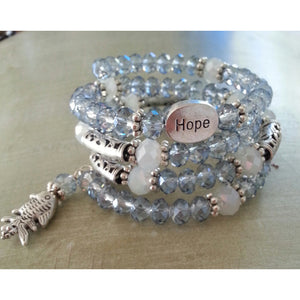 Stacked Memory Wire Bracelet- Mystic Sea Crystal - Pretty Princess Style