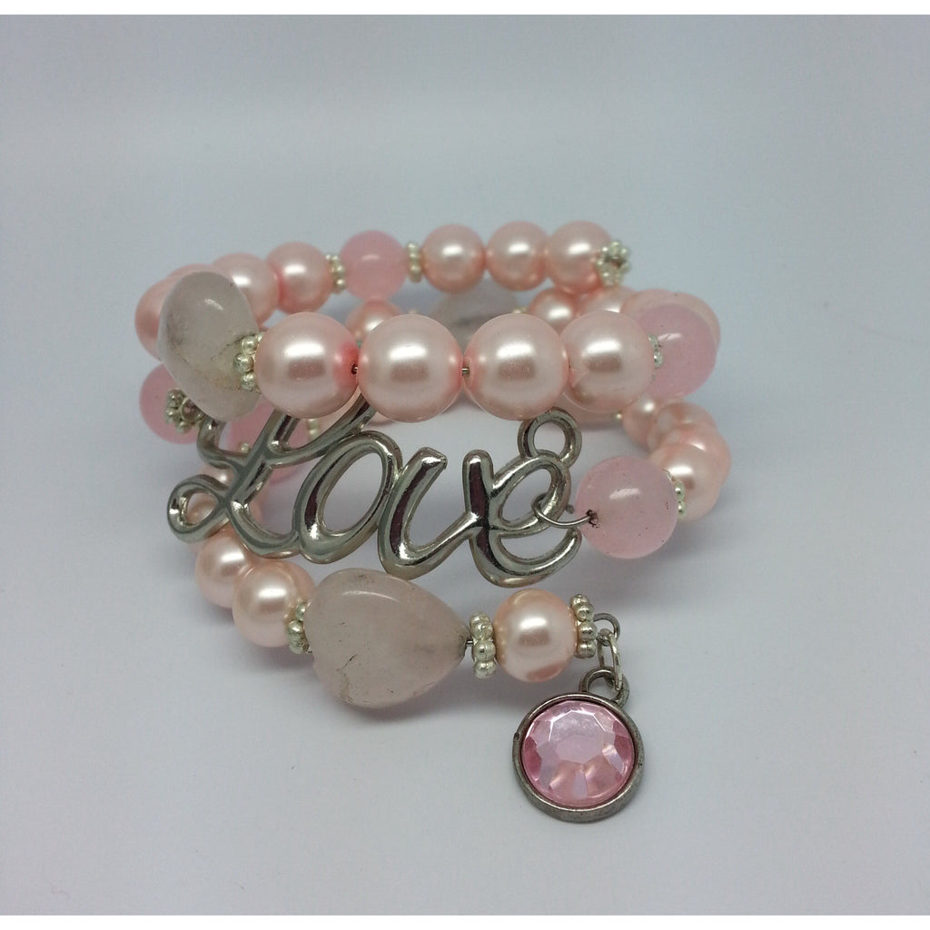 Memory Wire Bracelet:Pretty Princess Love with Rose Quartz Energy - Pretty Princess Style