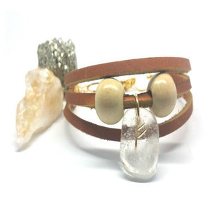 Quartz Rune Stone Leather Bracelet - Pretty Princess Style