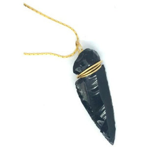 Black Obsidian Arrowhead Power Pendant - Pretty Princess Style