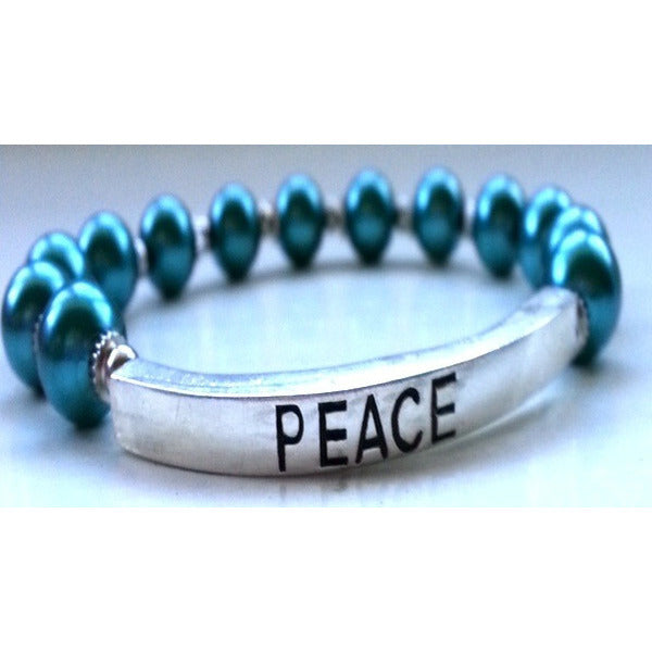 Peaceful Pearl  Stretch Bracelet-Teal - Pretty Princess Style