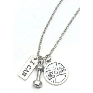 I Can - Fitness Motivation Charm Necklace 18"in - Pretty Princess Style
