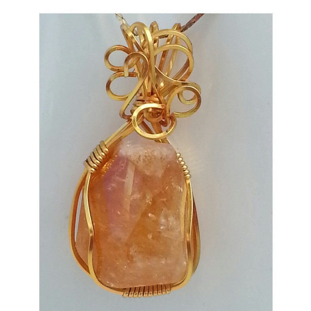 WIRE WRAPPED CITRINE ENERGY POWER PENDANT - Pretty Princess Style