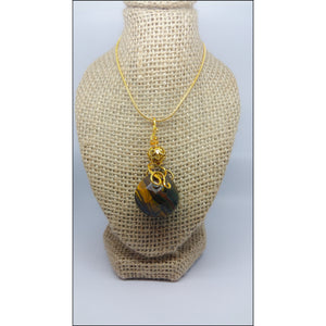 Tuger Eye Gemstone Wirewrapped Faceted Briolette Pendant - Pretty Princess Style