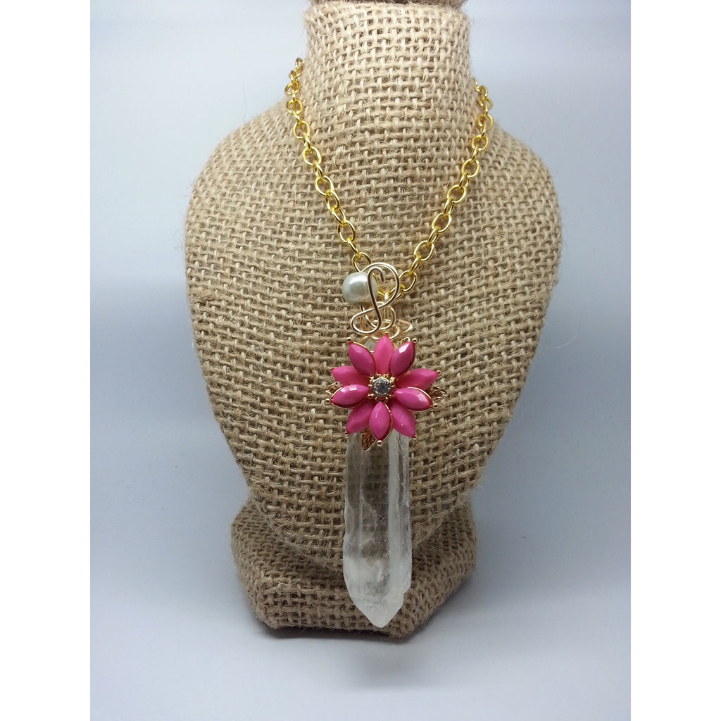 Crystal Quartz Lotus Power Pendant - Pretty Princess Style