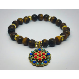 Tigereye Sacred Geometry Bracelet  for Health,Wealth, Prosperity - Pretty Princess Style