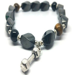 Triple Power Hematite Black Agate Tigers eye Fitness Strength  Bracelet - Pretty Princess Style