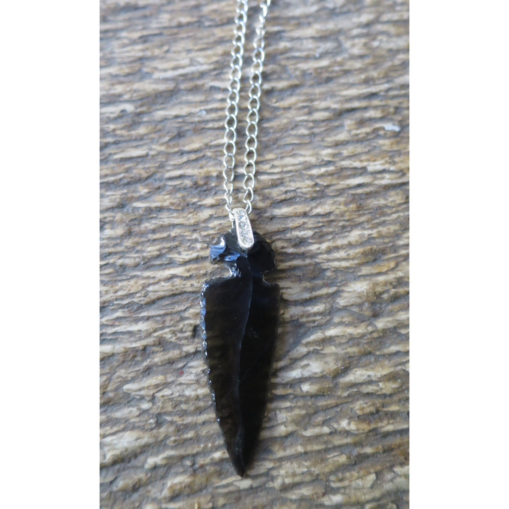 Black Obsidian Rhinestone Pendant - Pretty Princess Style