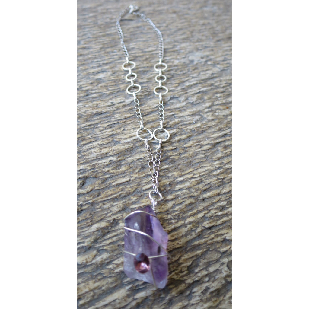 Raw Amethyst Chunk Pendant Necklace - Pretty Princess Style