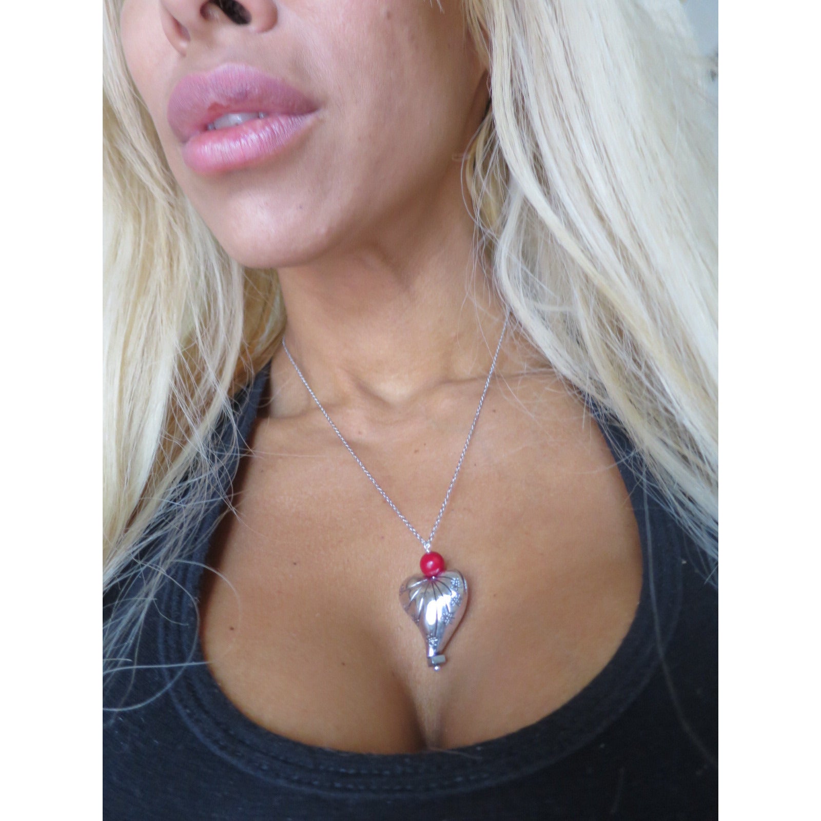 Hematite & Coral - Strength Of Heart Necklace - Pretty Princess Style
 - 3